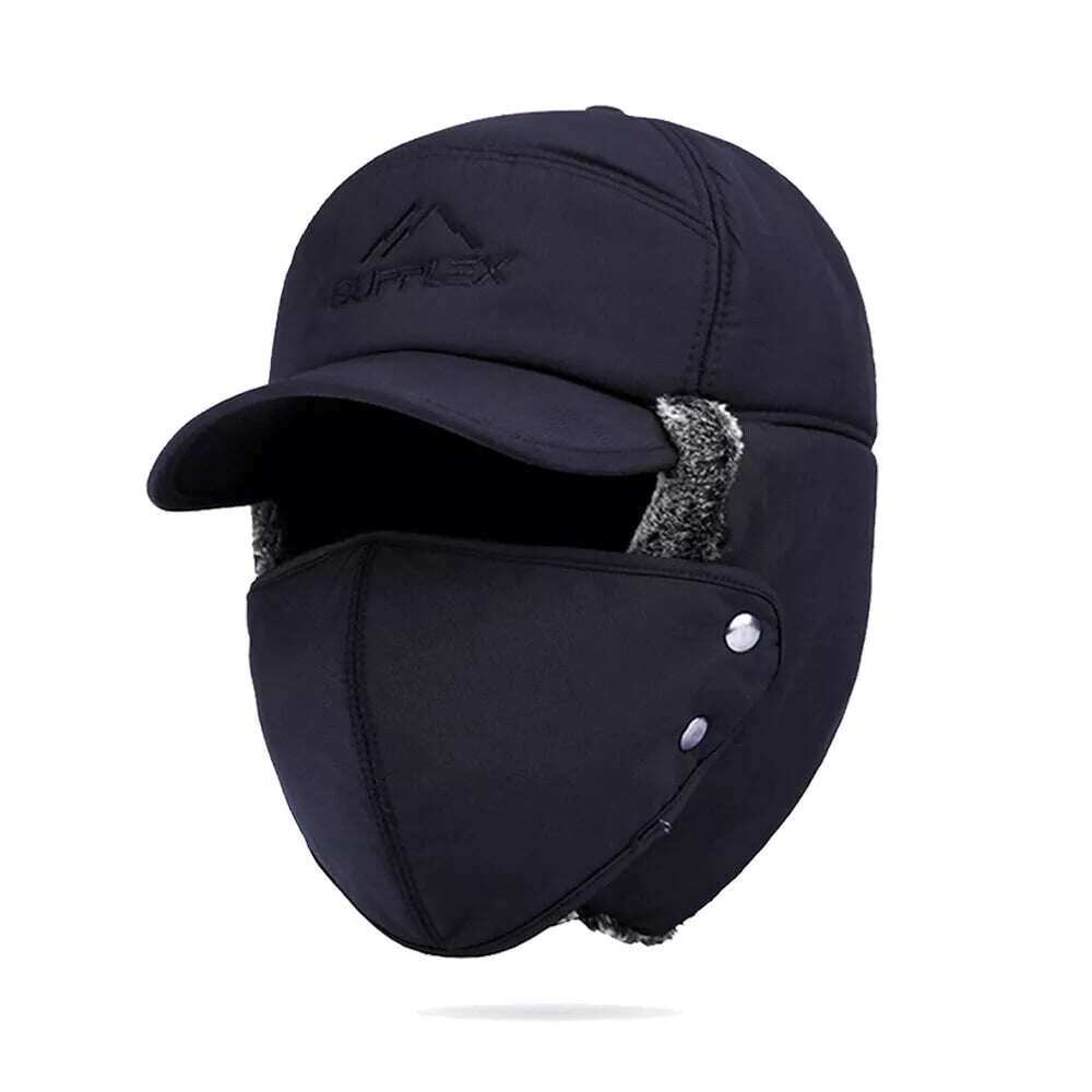 🧢❄️Férfi téli fülkalap csapdázó arcmaszk szőrme repülő repülő hőmeleg hó sísapka