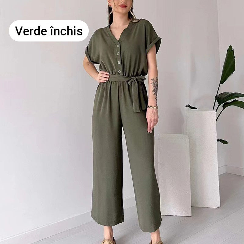 💖Női alkalmi rövid ujjú, V-nyakú kombiné