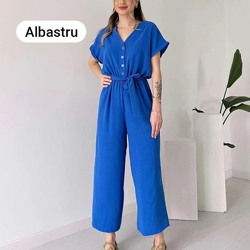 💖Női alkalmi rövid ujjú, V-nyakú kombiné