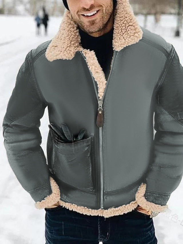 đ„Ăltimo dia com 50% de desconto -Jaqueta sherpa masculina de inverno para atividades ao ar livre- Frete grĂĄtis