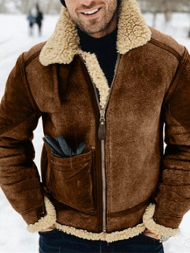 đ„Ăltimo dia com 50% de desconto -Jaqueta sherpa masculina de inverno para atividades ao ar livre- Frete grĂĄtis