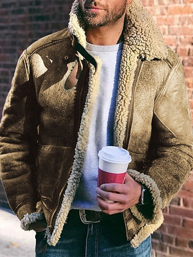 đ„Ăltimo dia com 50% de desconto -Jaqueta sherpa masculina de inverno para atividades ao ar livre- Frete grĂĄtis