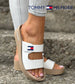 2025 Tommy Hilfiger exkluzív puha borjúbőr flip-flop papucs