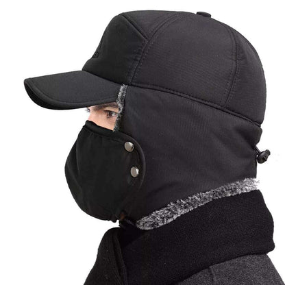 🧢❄️Férfi téli fülkalap csapdázó arcmaszk szőrme repülő repülő hőmeleg hó sísapka
