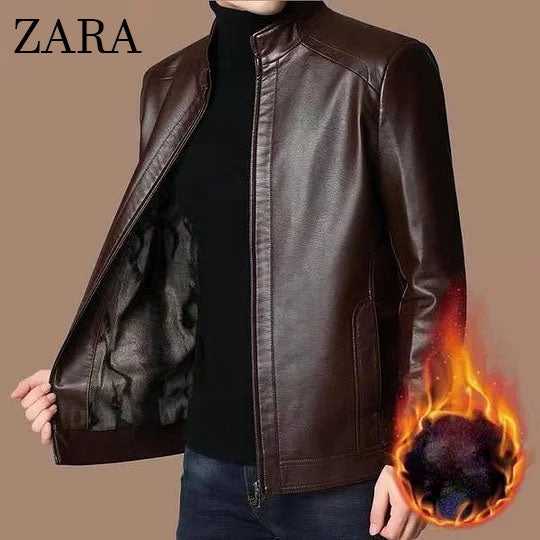 [ZARA] Meleg plüss bélésű bőrkabát férfiaknak!