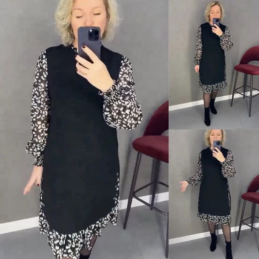 🔥[S-5XL]👗Divatos, kényelmes és meleg virágos ruha őszre és télre