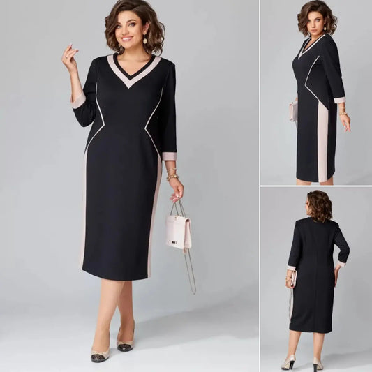 💕[S-5XL] 2024-es új stílusú, magas temperamentumú és elegáns V-nyakú ruha