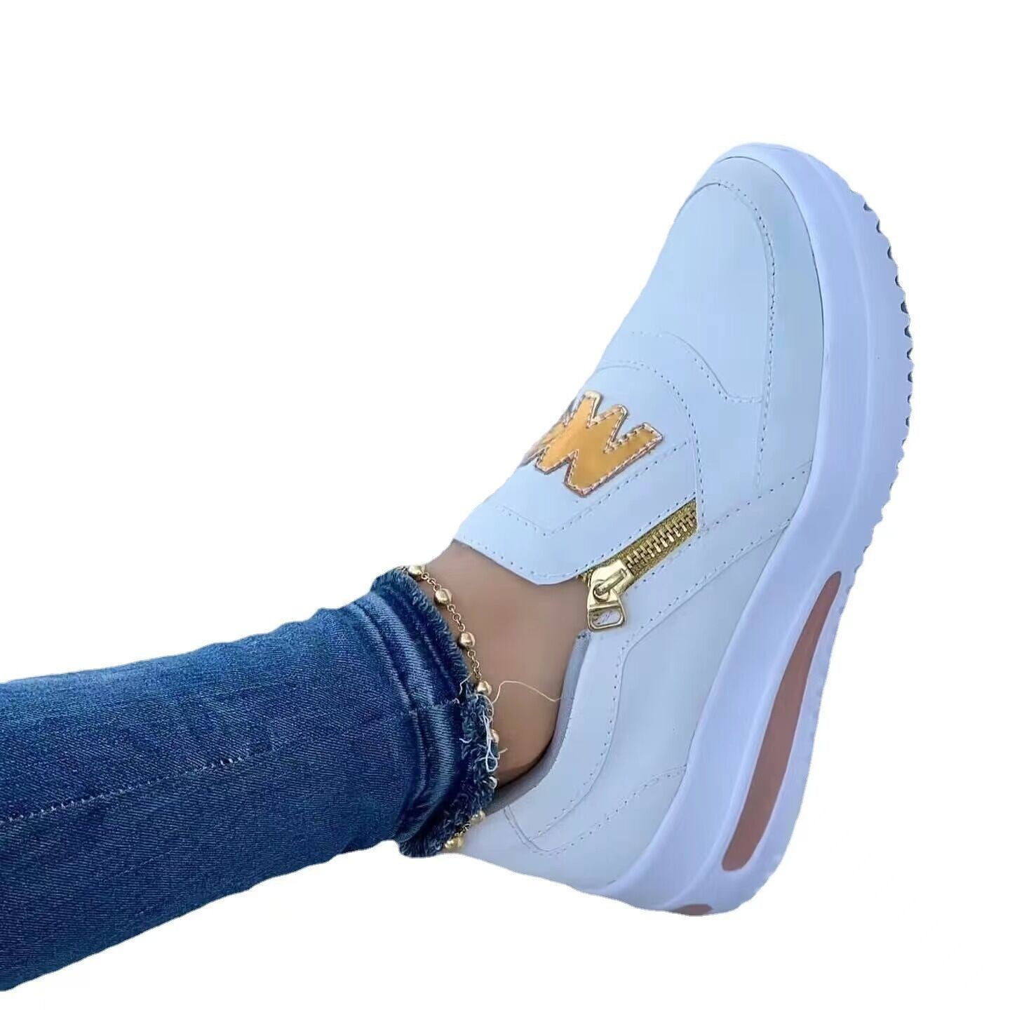 【35-43】 Női alkalmi platform oldalsó cipzáras cipők