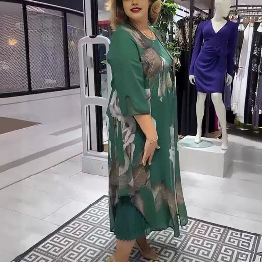 【S-5XL】❤️2024-es új zöld virágos ruha