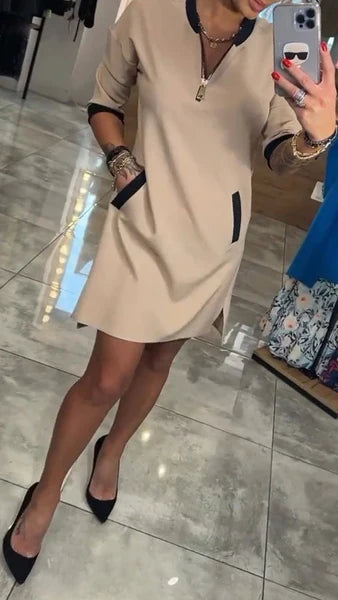 🔥50% kedvezménnyel!👗 V-nyakú ruha cipzárral