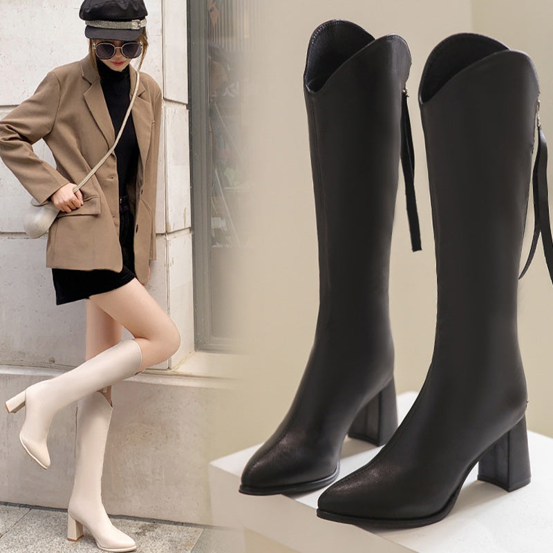 [✨2025 Új termékek]👢Elegáns női magas sarkú bokacsizma hegyes orrral