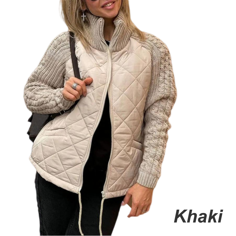 Női kötött patchwork pehelykabát