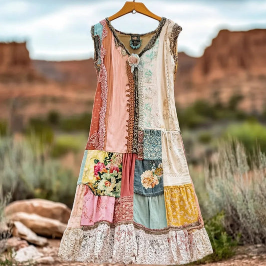 🌷【S-4XL】Vintage virágmintás ujjatlan ruha nőknek