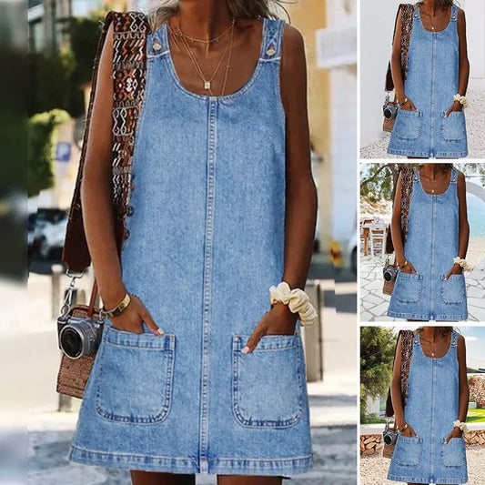 🔥HOT AKCIÓ🔥【S-3XL】Faux pánt nélküli farmer ruha