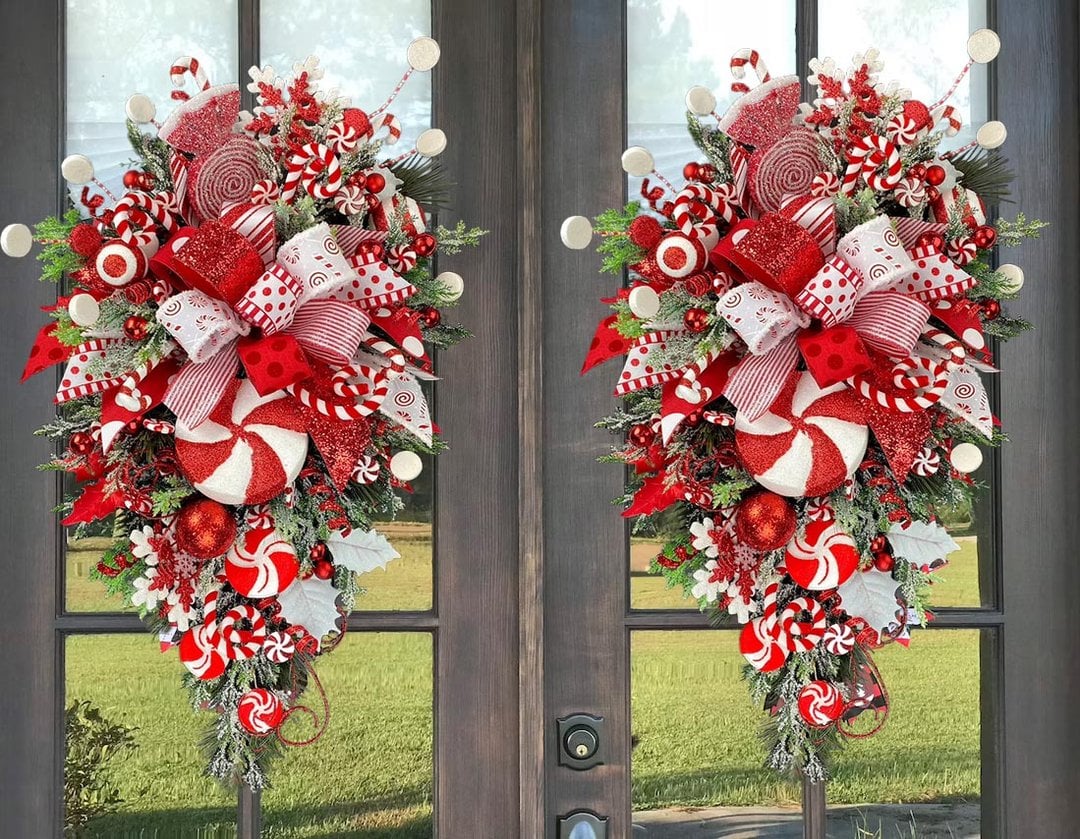 🔥Kiárusítás – 49% KEDVEZMÉNY 🎄2023 Peoartcular®Candy Candy Koszorú – karácsonyi dekoráció